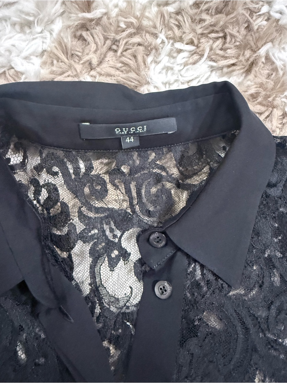 Gucci Black Lace Button-Up Blouse - Picture 3 of 3